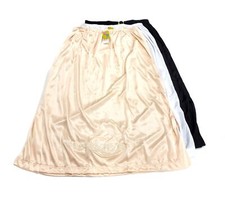 3 Pack Women Satin Nylon Classic Half Slip Under Skirt Dress With Lace Trim 26"