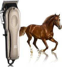 Horse Clippers Cordless Quiet, Professional Horse Trimmer Cordless with 4 Guide 
