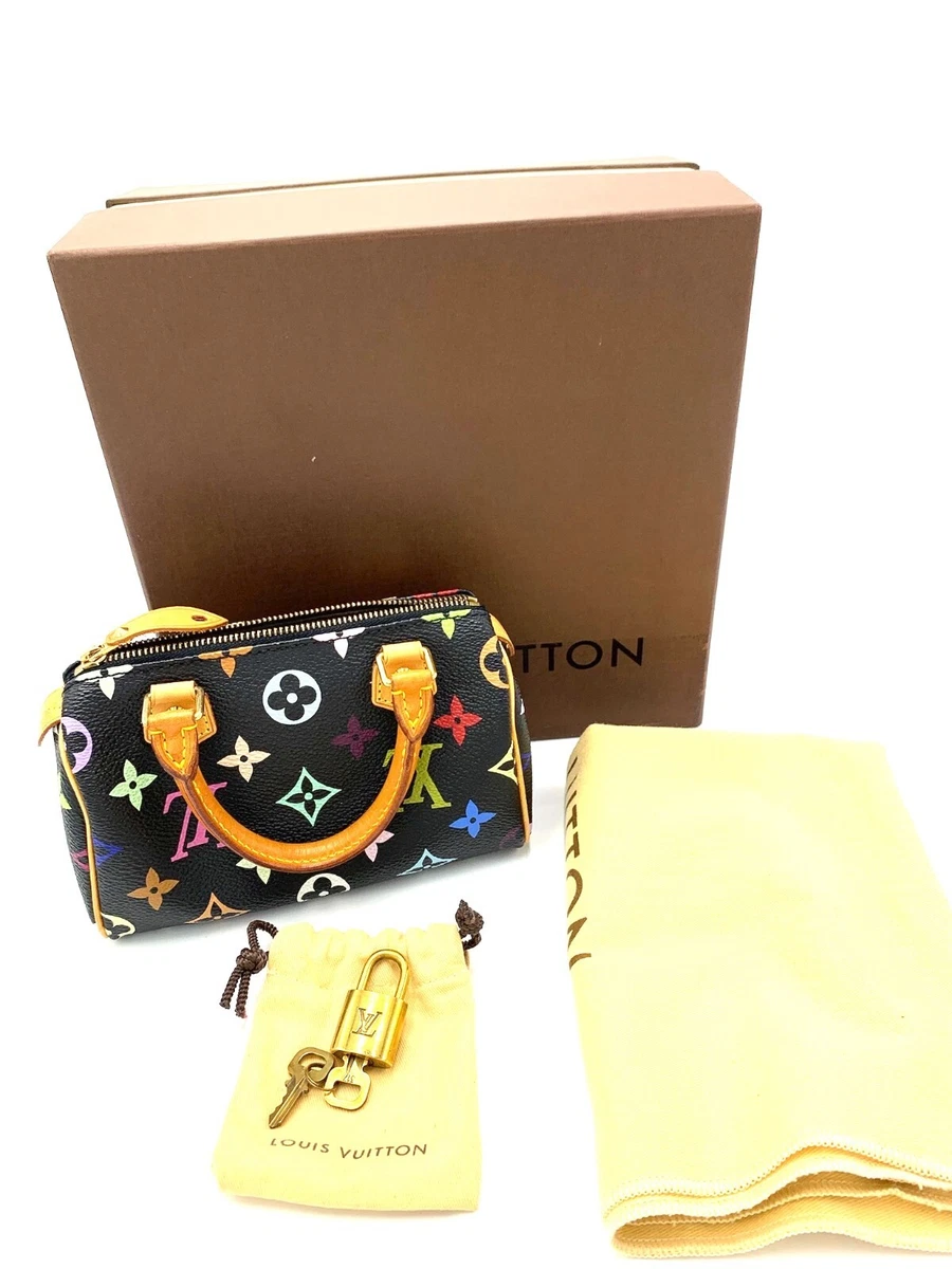 LOUIS VUITTON Monogram Multicolor Mini Speedy Hand Bag Black 
