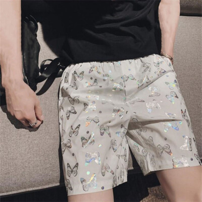 Men Beach Shorts Shiny Butterfly 