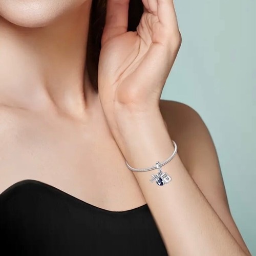 Bracciale Charm Passaporto Aereo e Mondo Charm Europeo - Foto 5 di 8
