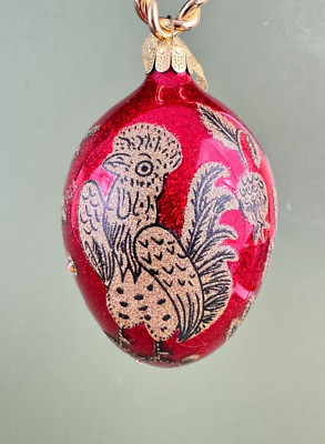Joan Rivers Jeweled Faberge Egg Inspired 2009 Red Rooster Christmas Ornament 4''