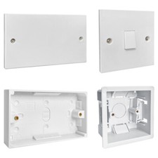 2 x Wall Pattress Back Box Blanking plate Single 1 Gang Switch White Range