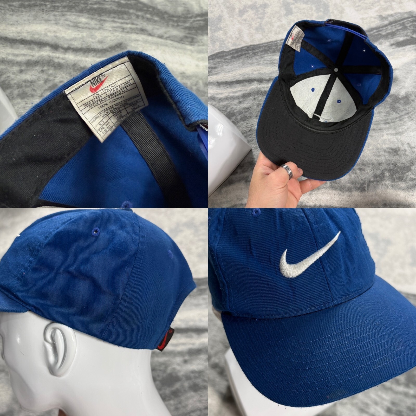 Vintage Nike 1990's Blue Big Swoosh Retro Sports Hat Adjustable Baseball Cap image 8