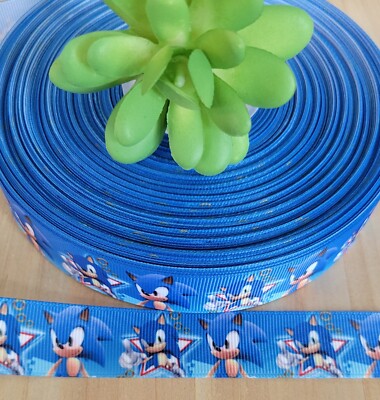 7/8 Inch (1 YD) Sonic The Hedgehog Grosgrain Ribbon Lanyard Craft Ribbon