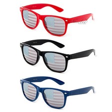 Horned Rim American Flag Lens Sunglasses America USA Stars Stripes