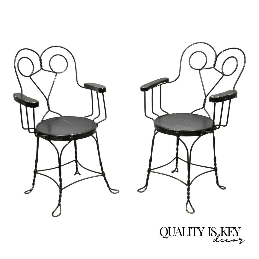 Wrought iron ice cheap cream parlor chairs