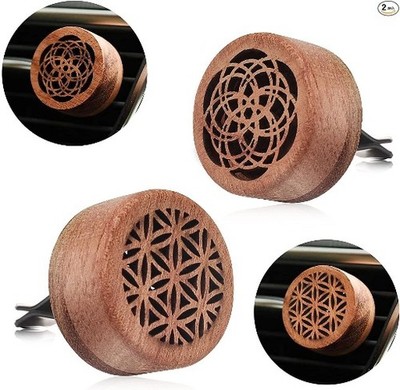 2-in-1 Car Aromatherapy Diffuser & Air Freshener, Portable Mini Wood Diffuser wi