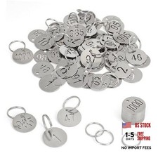25mm 304 Stainless Steel Number Tags with Rings, Metal Key ID Numbers 1 to 50