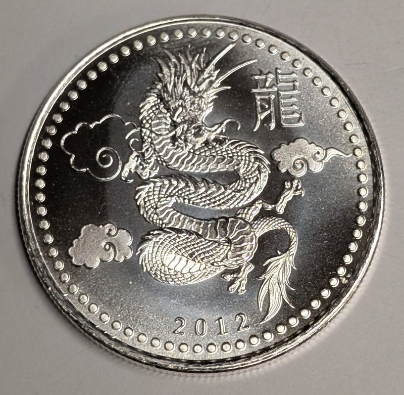 1 oz .999 Silver Round ~ 2012 Year of the Dragon Bullion
