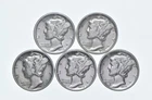 High Grade Lot 1936 1939 1939 1938 1936 Mercury Dime Collection *905