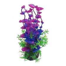 CNZ Purple/Green Aquarium Plastic Artificial Plants 8-inch Tall