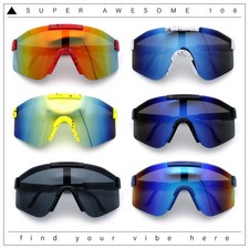 Boys Kid Size Large Shield Rimless Sport MTB Plastic Sunglasses