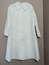 Christian Dior Vintage Quilted Pastel Floral Robe 1970s L Style 34021