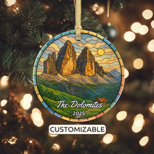 Custom Dolomites Christmas Ornament, Personalized Italy Travel Gift