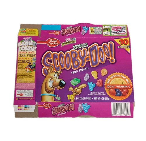 2001 Betty Crocker Scooby Doo Cartoon Network Fruit Snacks Flat Empty Box