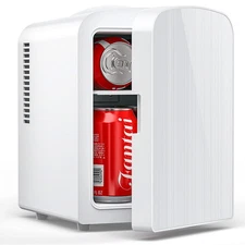 Electactic 4L/6 Cans Mini Fridge, Portable Compact Refrigerator, Small Skin