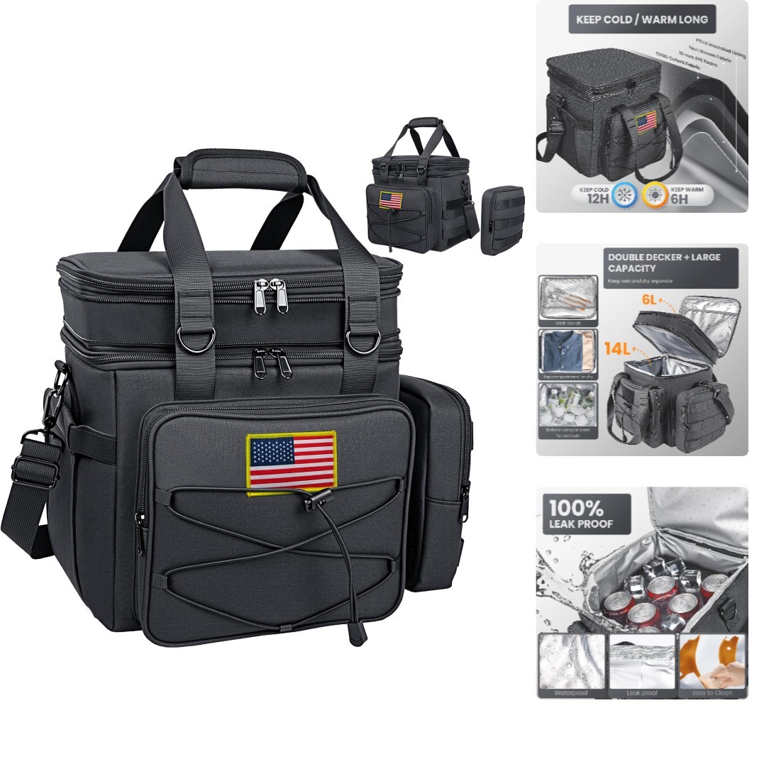 Tactical Lunch Box for Men, 20L Expandable Double Insulated 
