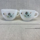 Federal Atomic Flower Milk Glass Vintage MCM 1950’s Cup Lot of 2