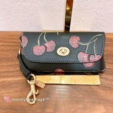 NWT Coach Sunglass Case In Smooth Leather With Cherry Print CDD74