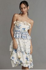 Anthropologie Maeve Blend Strapless Knee Length Dress Sz XXS Multicolor