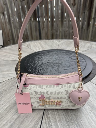 Juicy Couture I Heart Juicy Shoulder Bag Purse Valentine Day Pecan White Gothic