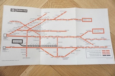 1972 Eastern Region British Rail Railway Map Liverpool & Fenchurch Street 