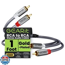 GEARit RCA Cable (1FT) 2RCA Male to 2RCA Male Stereo Audio Cables Shielded Br