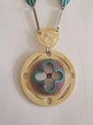 Vintage Enamel Pendant Necklace, Mixed With Plastic, Bakerlite? R19JY