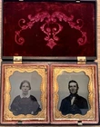 2 Ninth-Plate Ambrotypes In Beautiful Double Thermoplastic Case