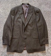 Austin Reed Wool Blazer Suit Jacket 48R Brown Herringbone USA Made