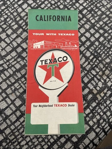 Vintage California 1950s Texaco Gas Station Road Map Lollipop Sign State Highway