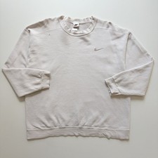 Vintage 90s Nike Crewneck Sweatshirt White Size XL Embroidered Swoosh Distressed