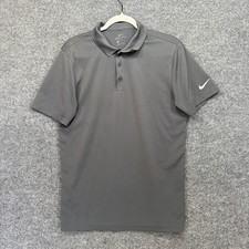 Nike Polo Shirt Men Small Gray Dri-FIT Performance Short Sleeve Golf Stretch
