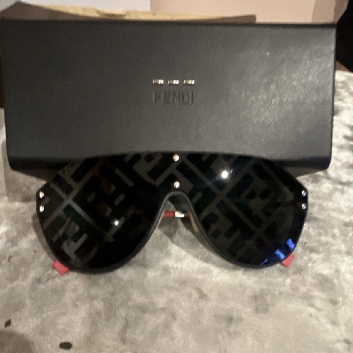 Fendi Black and White Logo Shield Sunglasses Fendi Men main image 2