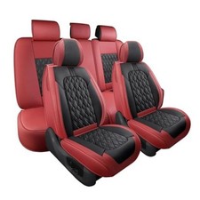 Universal Full Set of Leather Seat Covers for Cars - Red and Black