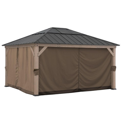 #ad SUNJOY Replacement Curtains for 13 ft. × 15 ft. Wood Framed Gazebos Brown $197.10