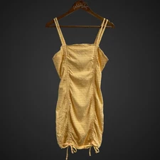 Wild Fable Mini Dress Yellow Pink Gingham Plaid Large Sundress Party Vacation