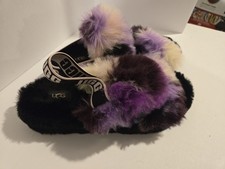 UGG Fluff Yeah Slide Slippers Multicolor Purple Tie-Dye Women s Size 9 Shearling