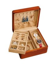 2 Layer Natural Solid Walnut Wood Jewelry Box for Girls Vintage Real Wood 