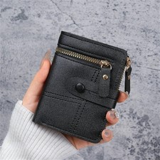 Womens Black Soft Leather Zip Clutch Coin Purse Wallet Ladies Credit Card Holder