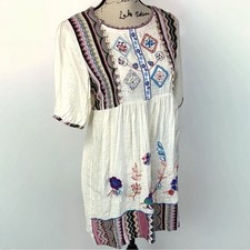 Sacred Threads Women Babydoll Tunic Top Embro...