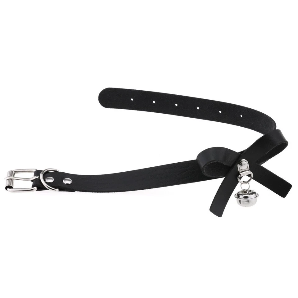 Готический панк кожаный ошейник воротник с бантом колокол с пряжкой ожерелье клуб вечеринки - Изображение 4 из 4