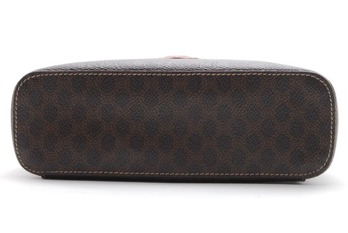 CELINE Macadam Vanity Handbag Cosmetics Pouch Logo PVC leather Brown Authentic - Picture 5 of 12