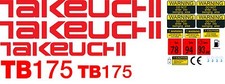 TAKEUCHI TB175 MINI DIGGER COMPLETE DECAL SET WITH SAFETY WARNING SIGNS