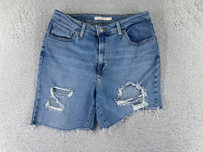 Levis Shorts Womens 29 Blue Denim Jean 721 High Rise Cutoff