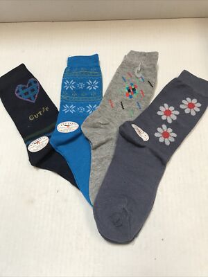 4 Pairs Women's Junior's Roll Earth Multi-Colored Socks Size 6-8 (7-PO-3)