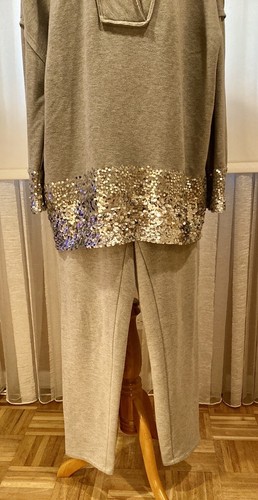 DONNA KARAN FABULOUS 2 STK. HOSE SWEATSUITE, WUNDERSCHÖNES EINZIGARTIGES TOP MIT PAILLETTEN, M - Bild 8 von 21