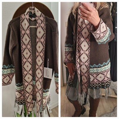 Italy Moda Cardigan Strickjacke mit Fransen NEU