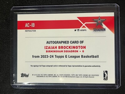 2023-24 TOPPS CHROME G-LEAGUE Auto Autograph IZAIAH BROCKINGTON